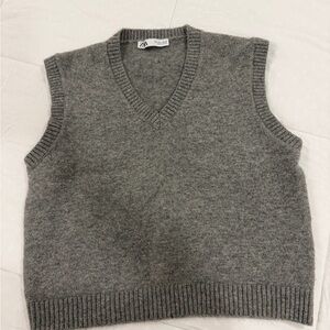 Zara Charcoal V-Neck Sweater Vest